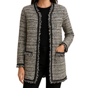 MANGO | Longline Tweed Cardigan